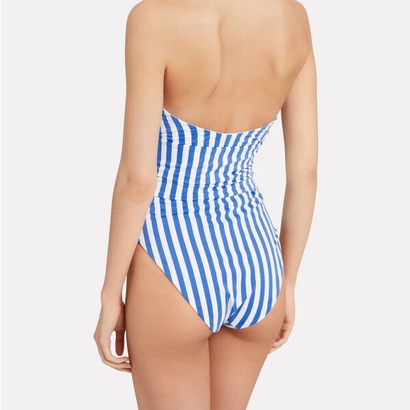 Blue and White Striped Swimsuit - Picture 3 of 8